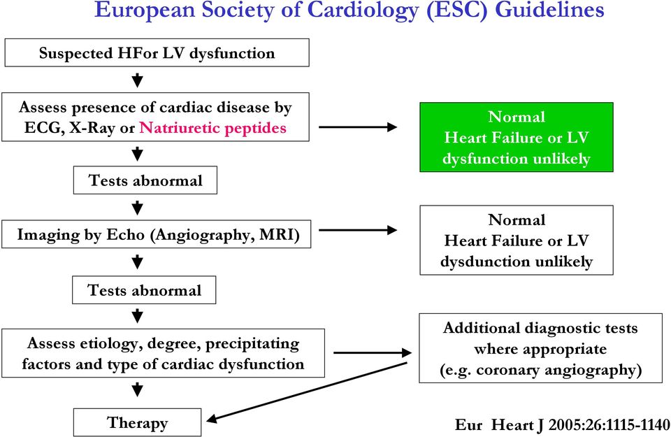 precipitating factors and type of cardiac dysfunction Normal Heart Failure or LV dysfunction unlikely Normal Heart Failure or