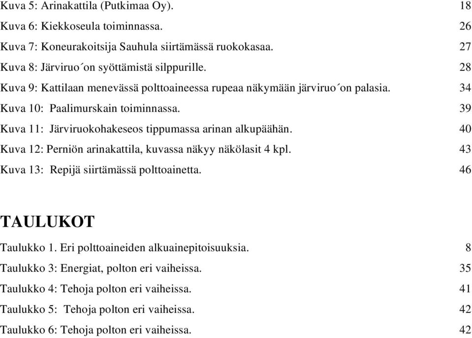 39 Kuva 11: Järviruokohakeseos tippumassa arinan alkupäähän. 40 Kuva 12: Perniön arinakattila, kuvassa näkyy näkölasit 4 kpl. 43 Kuva 13: Repijä siirtämässä polttoainetta.