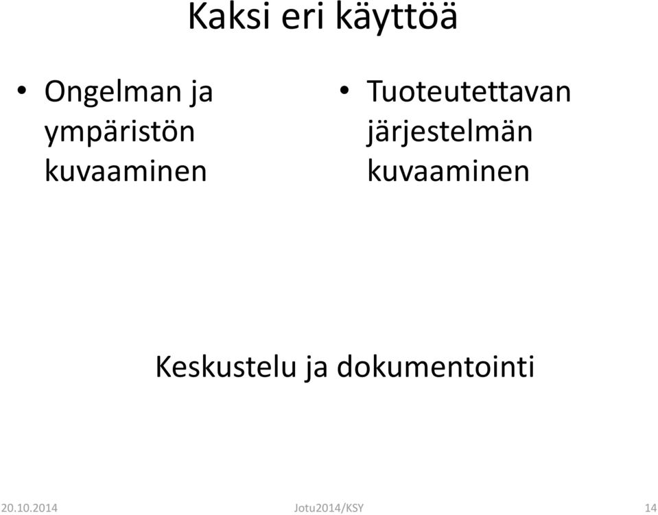 järjestelmän kuvaaminen Keskustelu