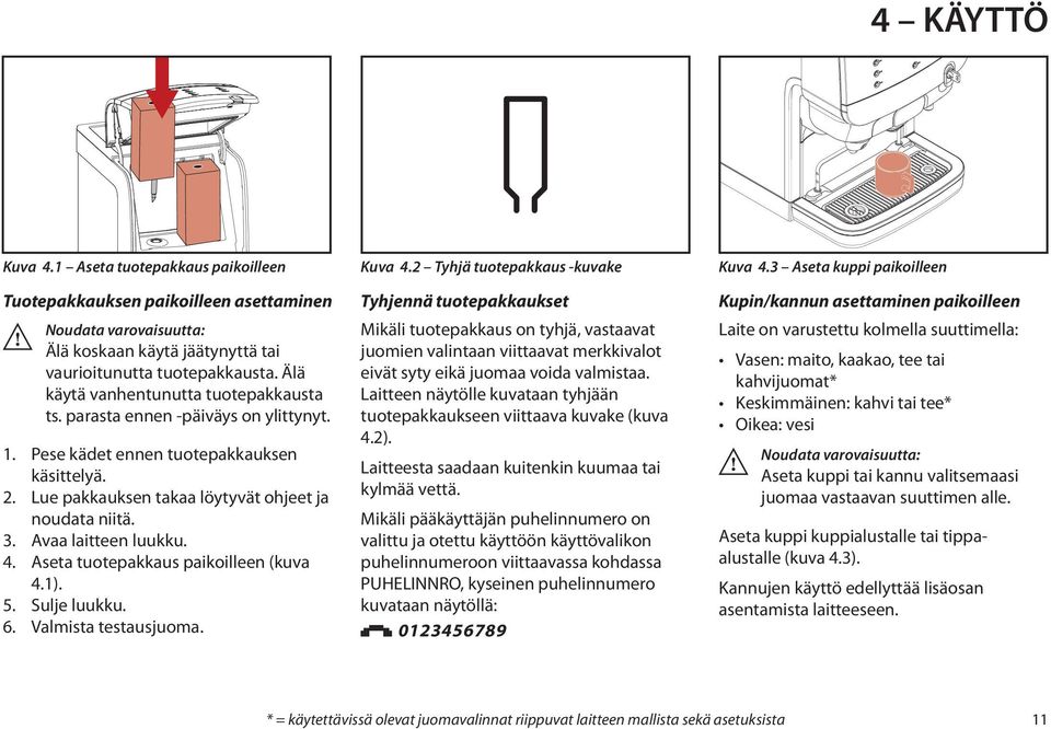 tuotepakkausta. Älä käytä vanhentunutta tuotepakkausta ts. parasta ennen -päiväys on ylittynyt. 1. Pese kädet ennen tuotepakkauksen käsittelyä. 2.