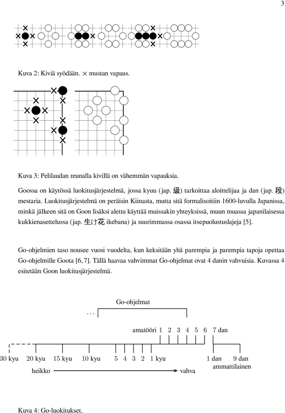Luokitusjärjestelmä on peräisin Kiinasta, mutta sitä formalisoitiin 1600-luvulla Japanissa, minkä jälkeen sitä on Goon lisäksi alettu käyttää muissakin yhteyksissä, muun muassa japanilaisessa