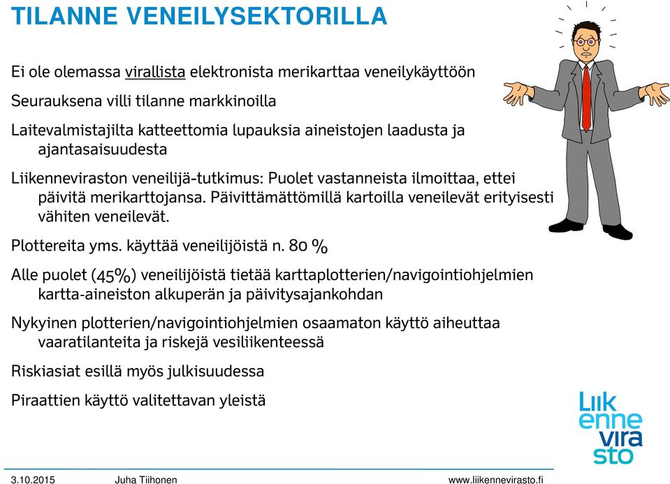 Päivittämättömillä kartoilla veneilevät erityisesti vähiten veneilevät. Plottereita yms. käyttää veneilijöistä n.