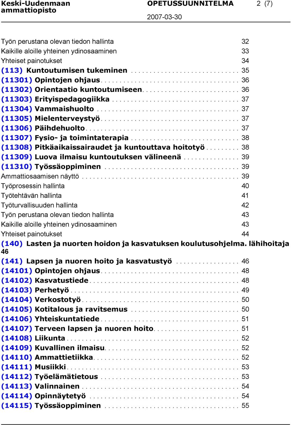 ................................. 37 (11304) Vammaishuolto...................................... 37 (11305) Mielenterveystyö..................................... 37 (11306) Päihdehuolto.