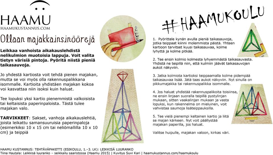 Tee lopuksi yksi kartio pienemmistä valkoisista tai keltaisista paperinpaloista. Tästä tulee majakan valo.