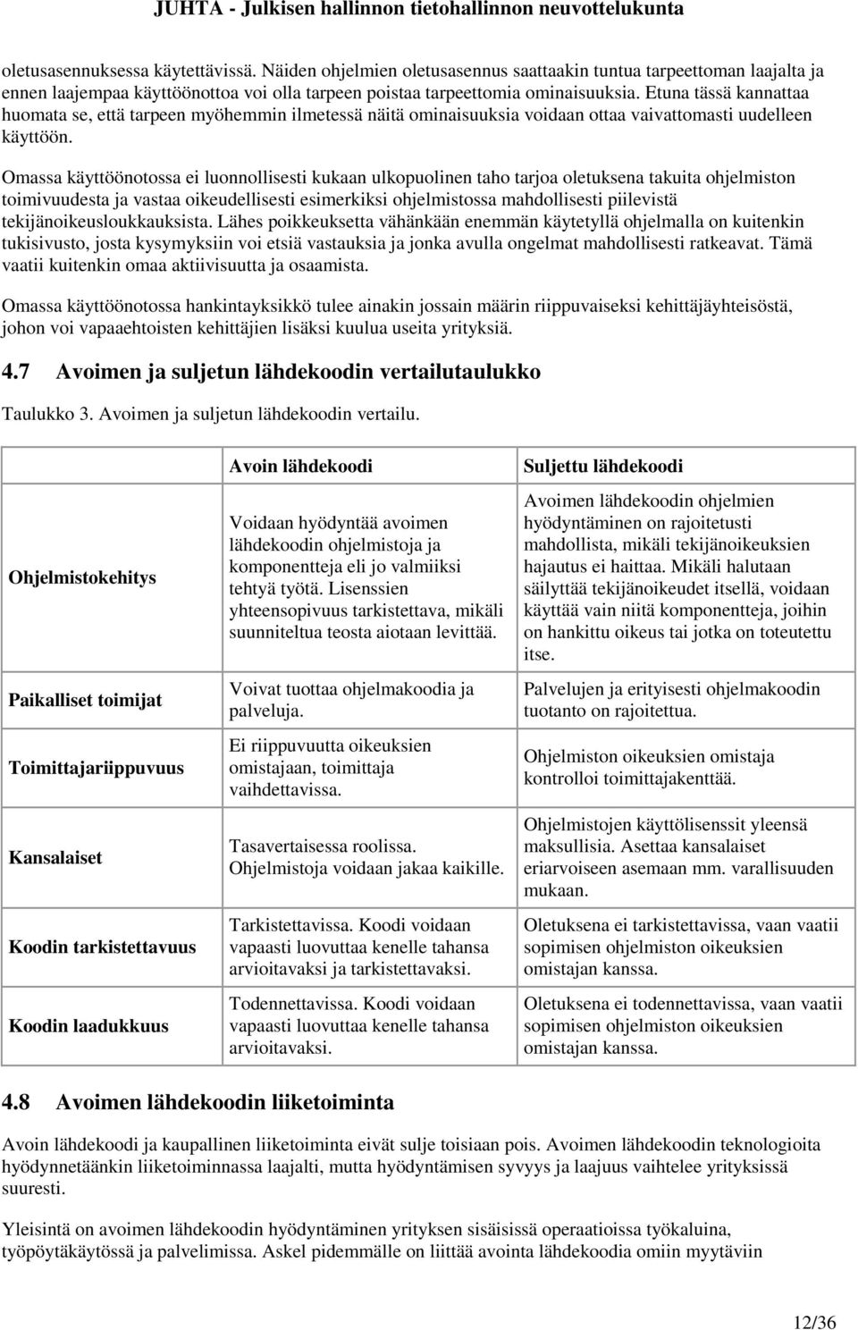 Omassa käyttöönotossa ei luonnollisesti kukaan ulkopuolinen taho tarjoa oletuksena takuita ohjelmiston toimivuudesta ja vastaa oikeudellisesti esimerkiksi ohjelmistossa mahdollisesti piilevistä