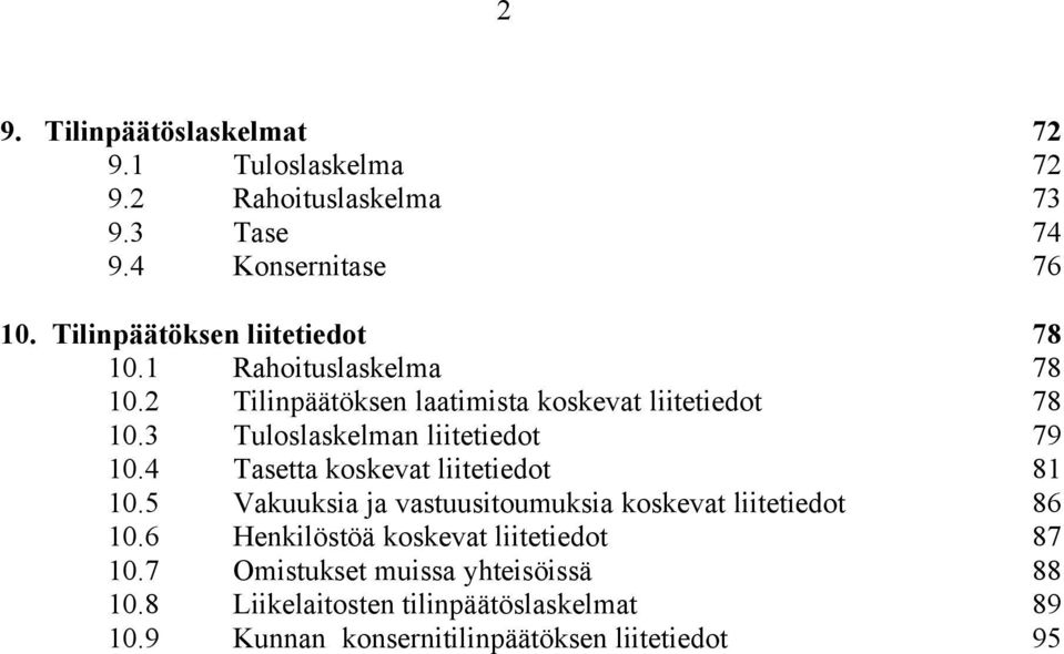 3 Tuloslaskelman liitetiedot 79 10.4 Tasetta koskevat liitetiedot 81 10.