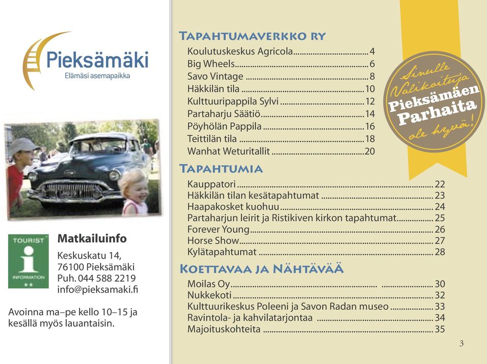 ..20 Tapahtumia Kauppatori... 22 Häkkilän tilan kesätapahtumat... 23 Haapakosket kuohuu... 24 Partaharjun leirit ja Ristikiven kirkon tapahtumat... 25 Forever Young... 26 Horse Show.