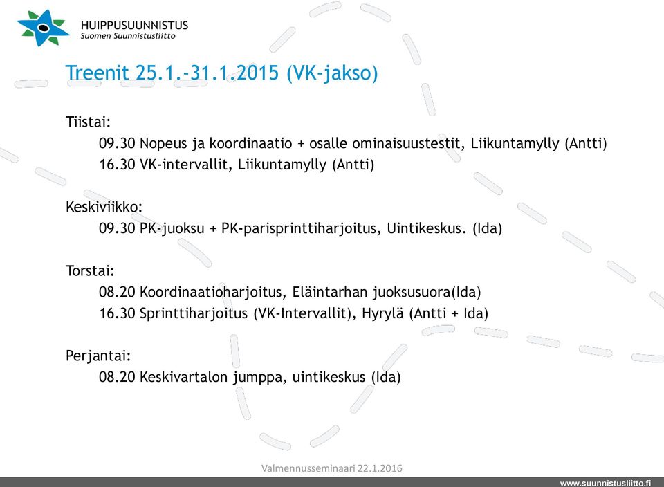 30 VK-intervallit, Liikuntamylly (Antti) Keskiviikko: 09.