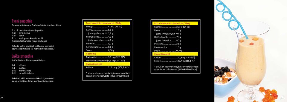 monitoimikoneessa. Lakka smoothie Kuitupitoinen. Runsasproteiininen.
