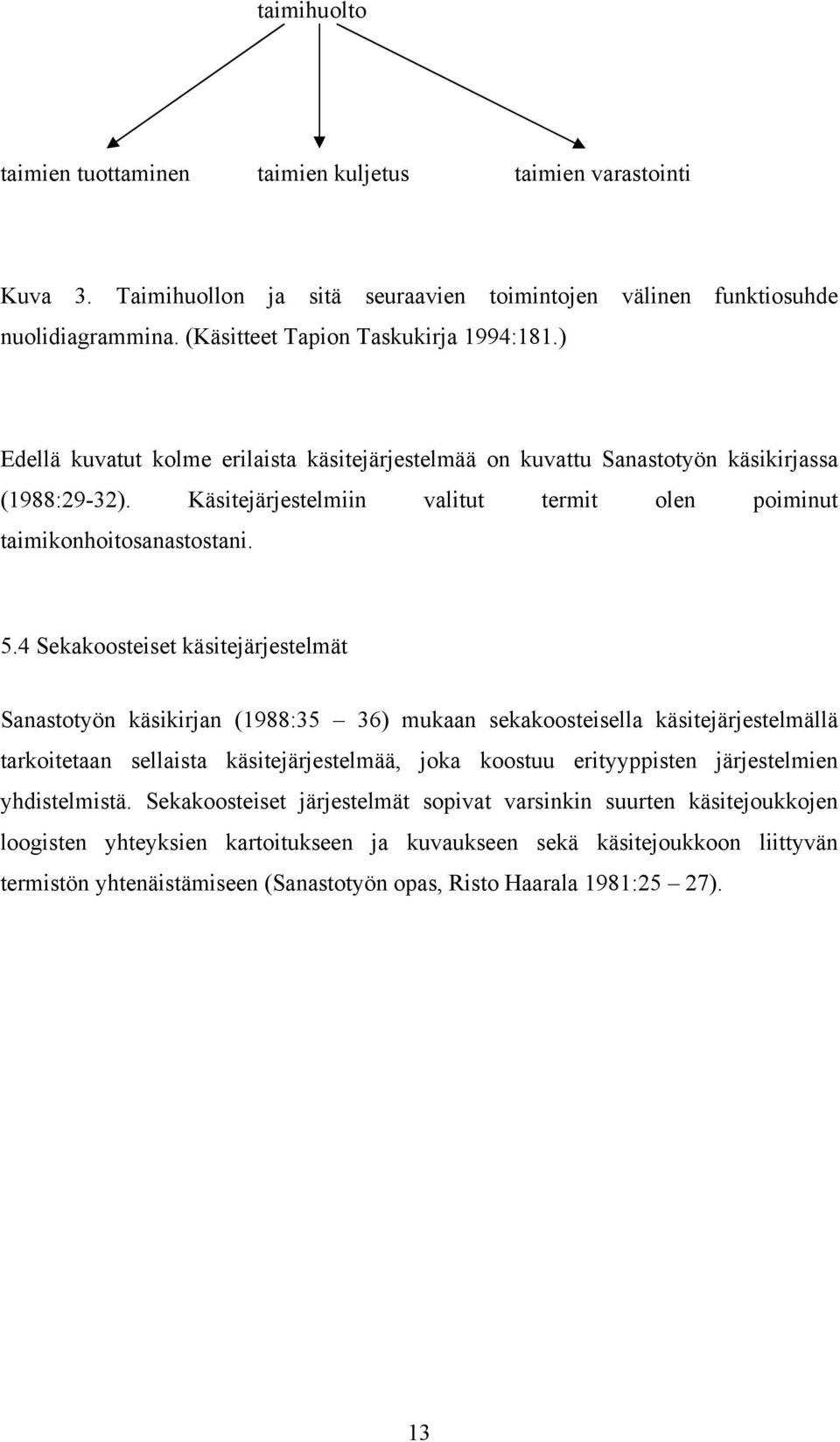 4 Sekakoosteiset käsitejärjestelmät Sanastotyön käsikirjan (1988:35 36) mukaan sekakoosteisella käsitejärjestelmällä tarkoitetaan sellaista käsitejärjestelmää, joka koostuu erityyppisten