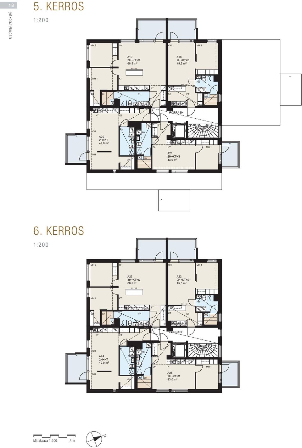 42,0 m 2 MH A21 2H++S 43,0 m 2 6. KERROS 1:200 6.