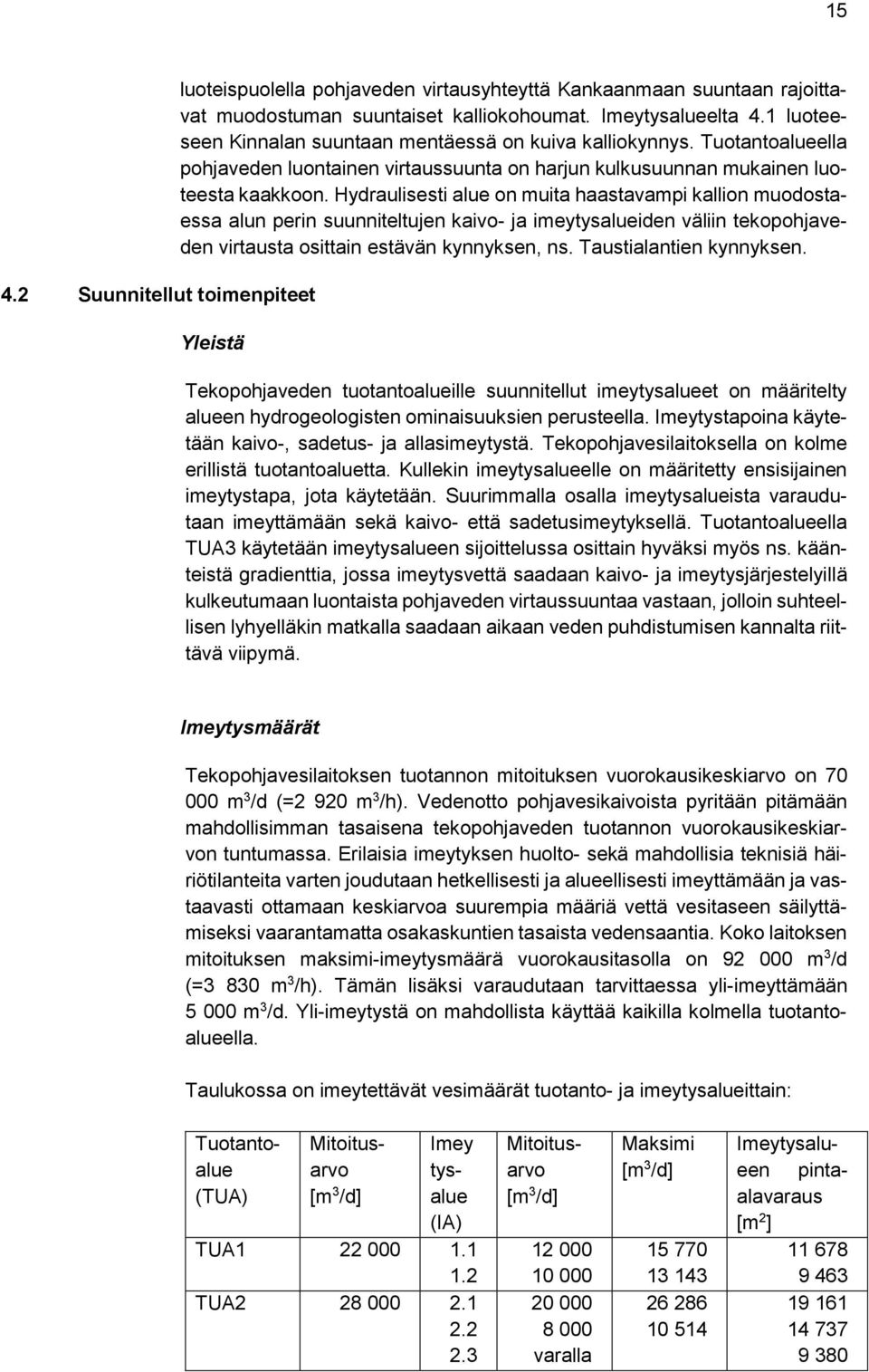 Hydraulisesti alue on muita haastavampi kallion muodostaessa alun perin suunniteltujen kaivo- ja imeytysalueiden väliin tekopohjaveden virtausta osittain estävän kynnyksen, ns.