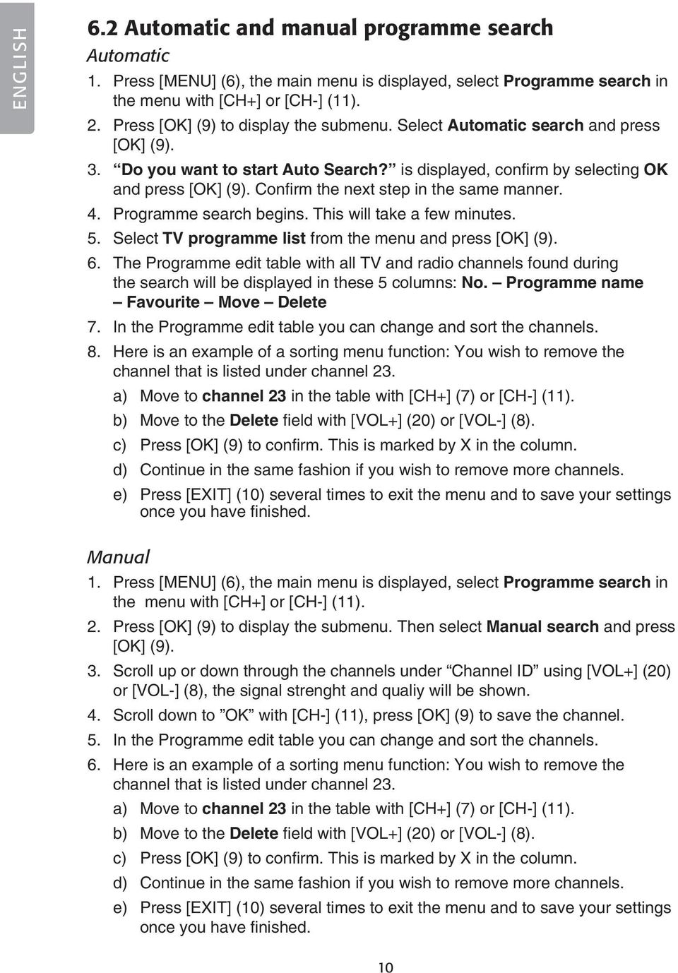 Confirm the next step in the same manner. 4. Programme search begins. This will take a few minutes. 5. Select TV programme list from the menu and press [OK] (9). 6.