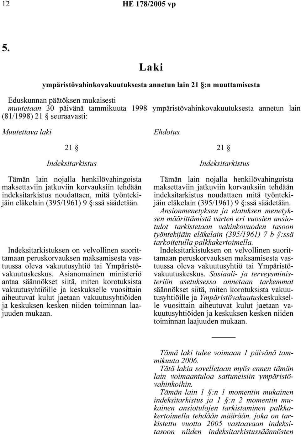 Indeksitarkistuksen on velvollinen suorittamaan peruskorvauksen maksamisesta vastuussa oleva vakuutusyhtiö tai Ympäristövakuutuskeskus.