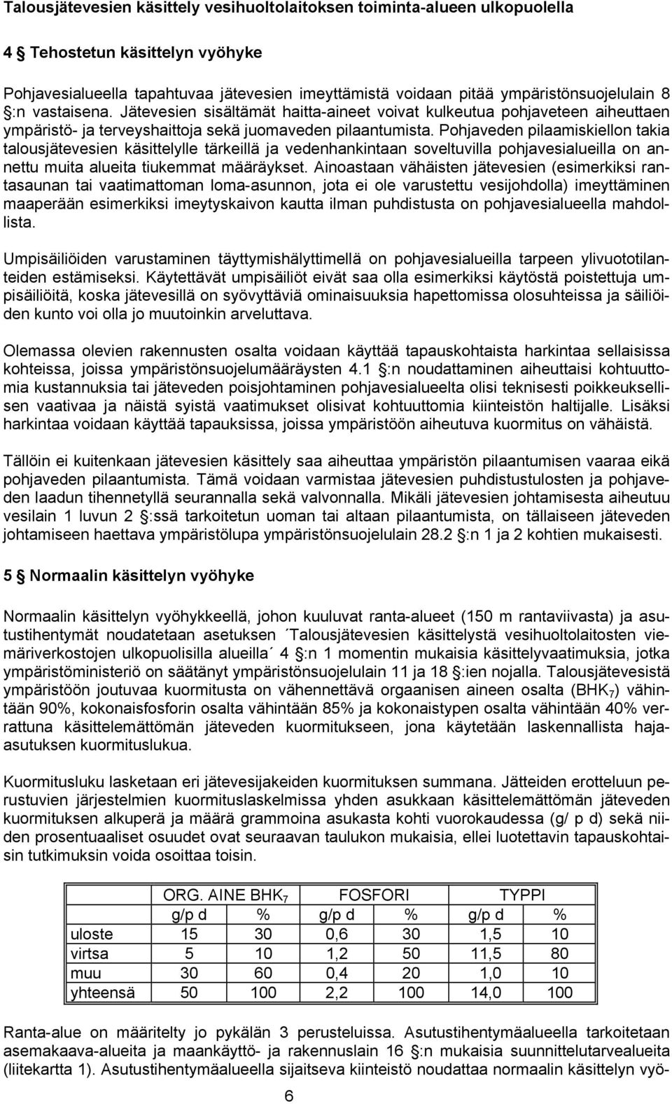 Pohjaveden pilaamiskiellon takia talousjätevesien käsittelylle tärkeillä ja vedenhankintaan soveltuvilla pohjavesialueilla on annettu muita alueita tiukemmat määräykset.