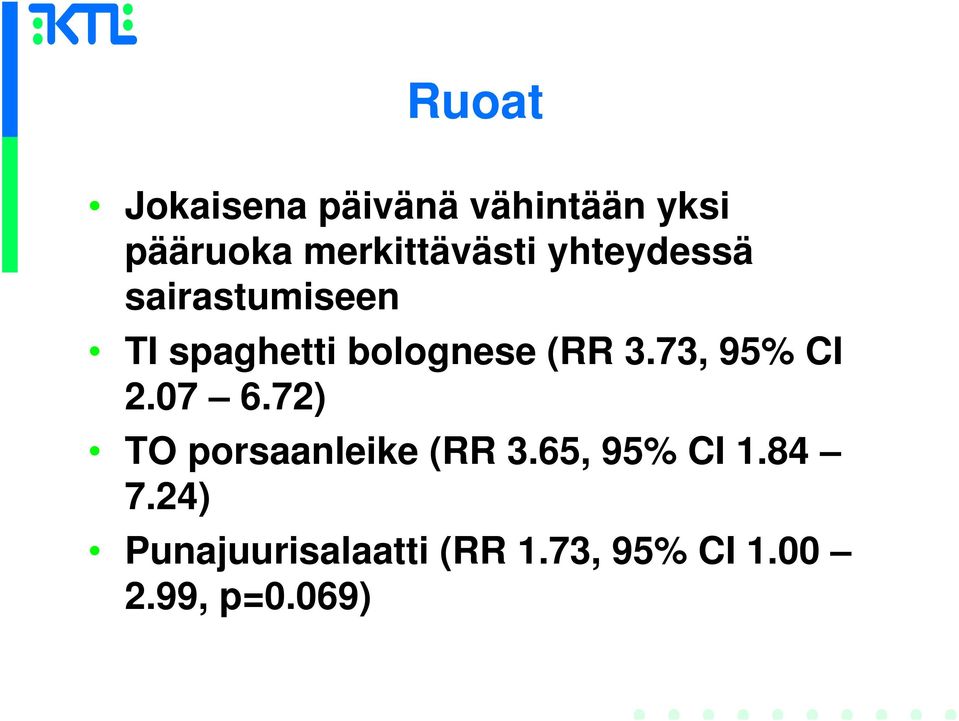 bolognese (RR 3.73, 95% CI 2.07 6.72) TO porsaanleike (RR 3.