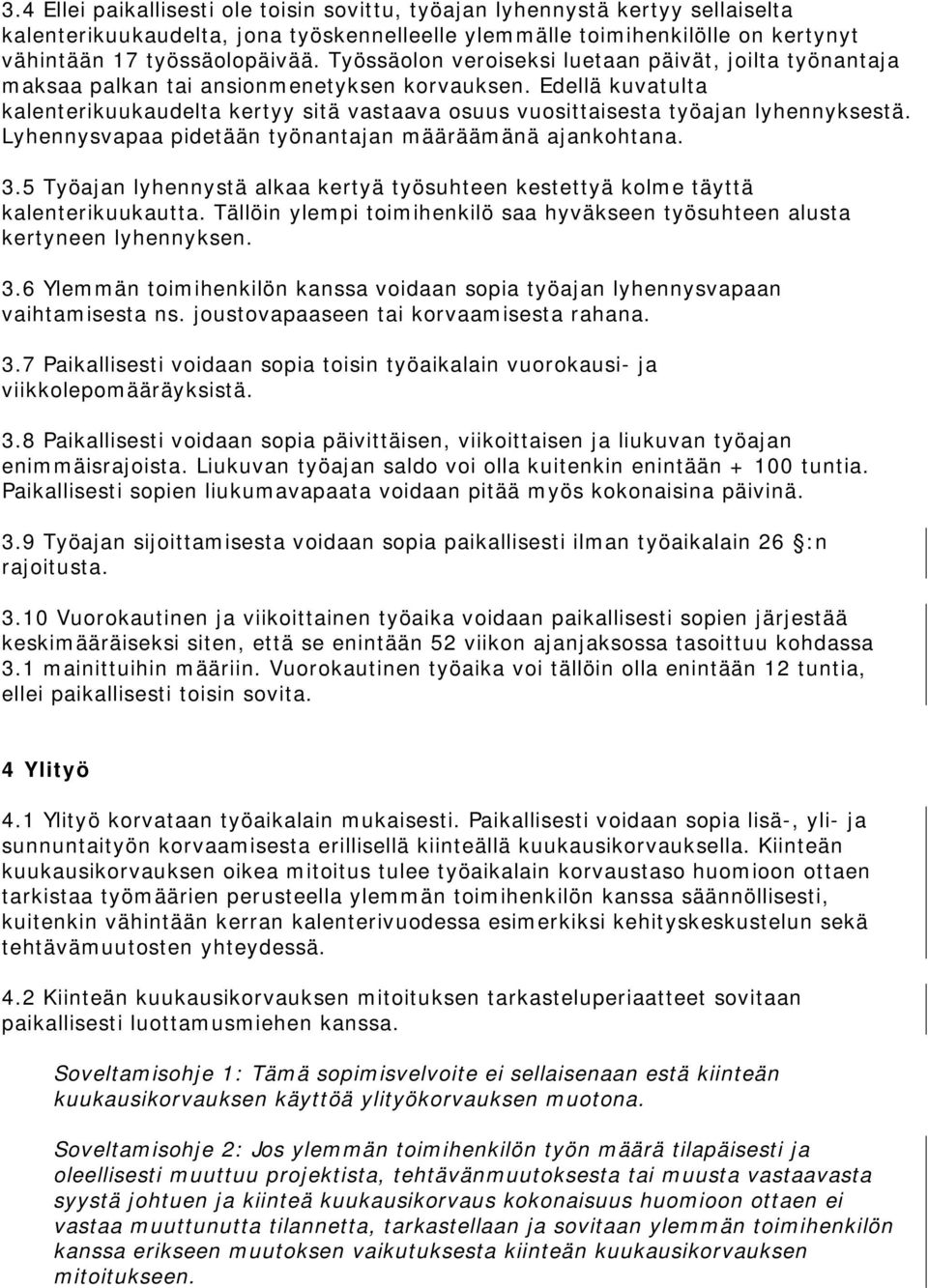 Edellä kuvatulta kalenterikuukaudelta kertyy sitä vastaava osuus vuosittaisesta työajan lyhennyksestä. Lyhennysvapaa pidetään työnantajan määräämänä ajankohtana. 3.