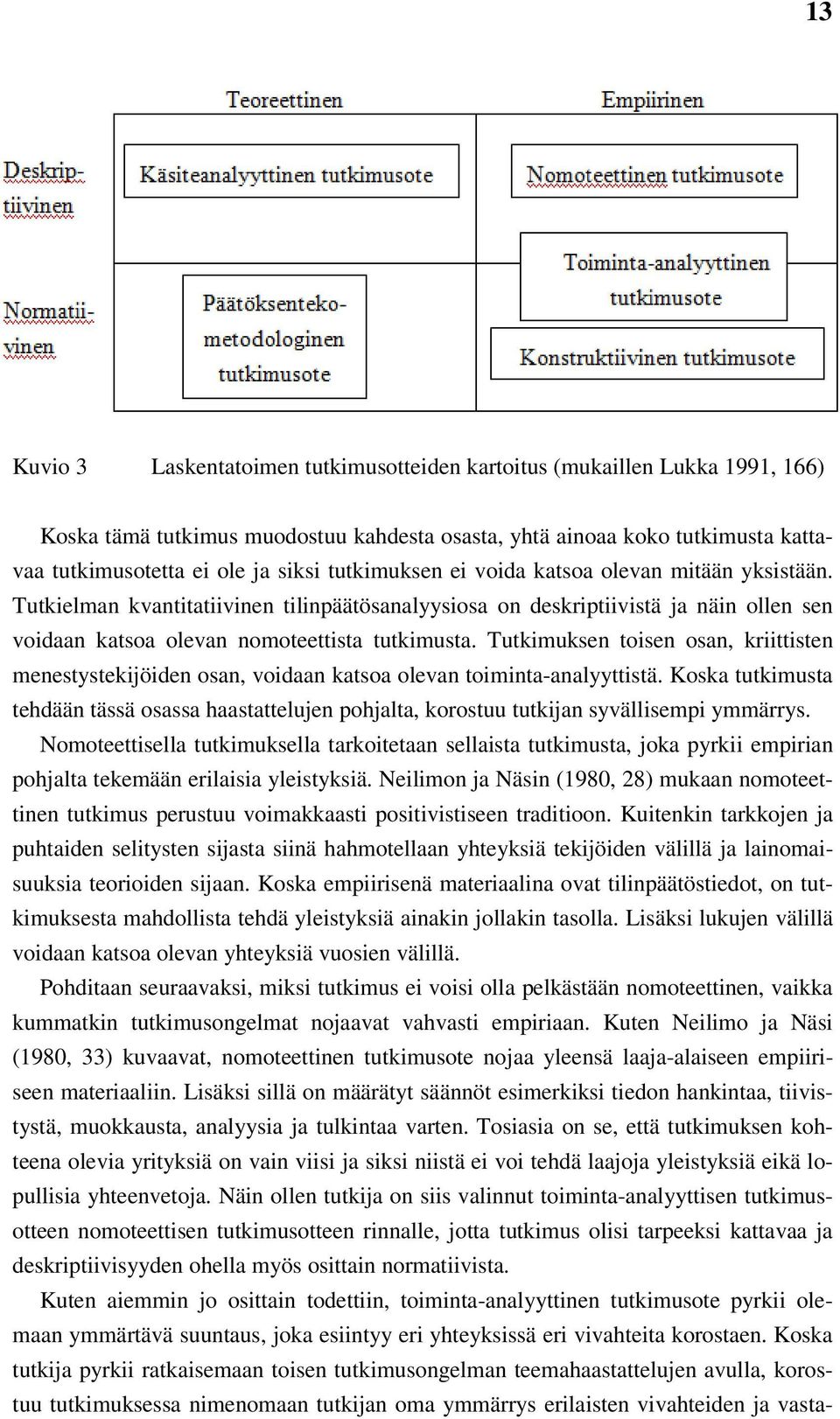 Tutkimuksen toisen osan, kriittisten menestystekijöiden osan, voidaan katsoa olevan toiminta-analyyttistä.