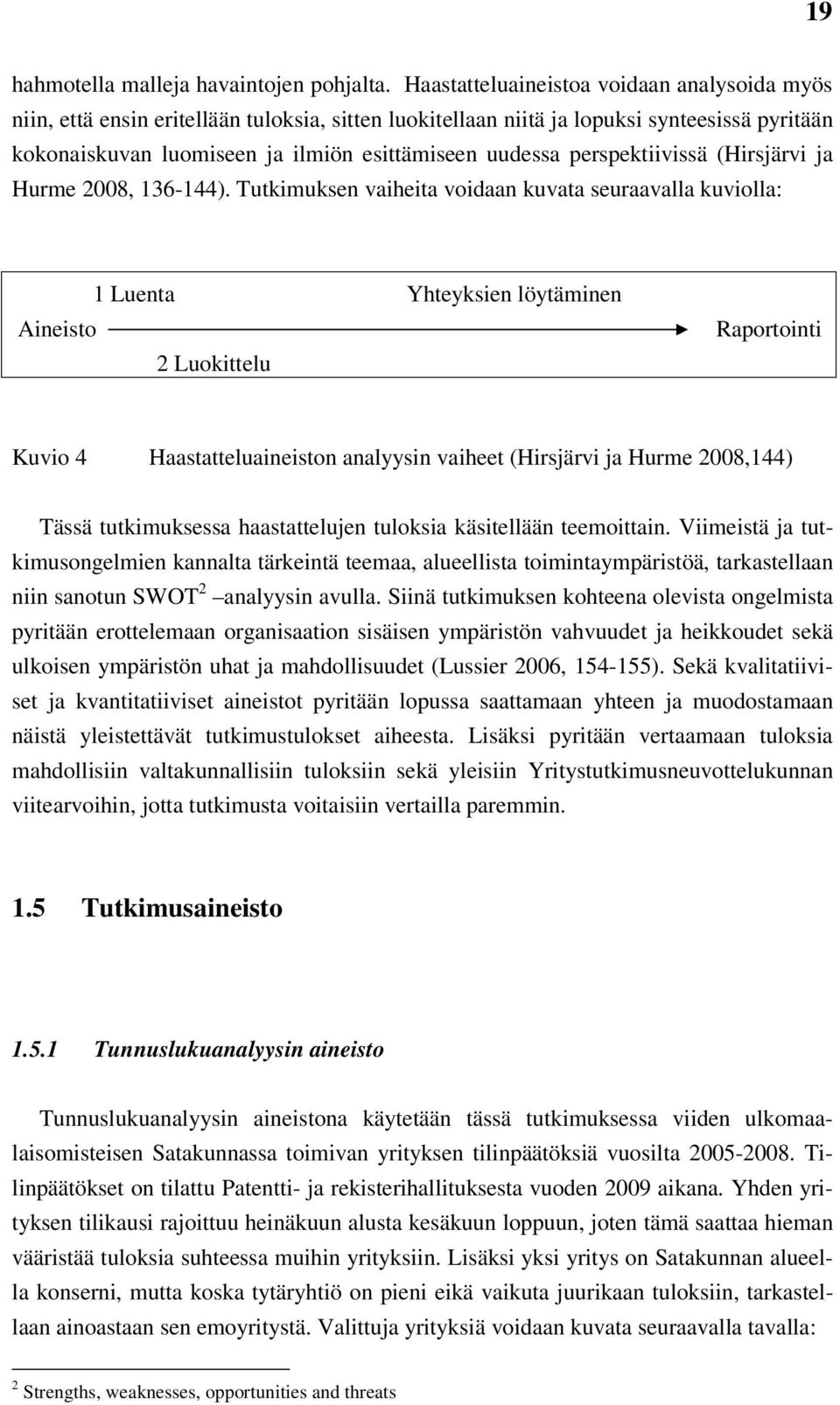 perspektiivissä (Hirsjärvi ja Hurme 2008, 136-144).