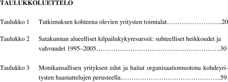 .20 Satakunnan alueelliset kilpailukykyresurssit: suhteelliset heikkoudet ja