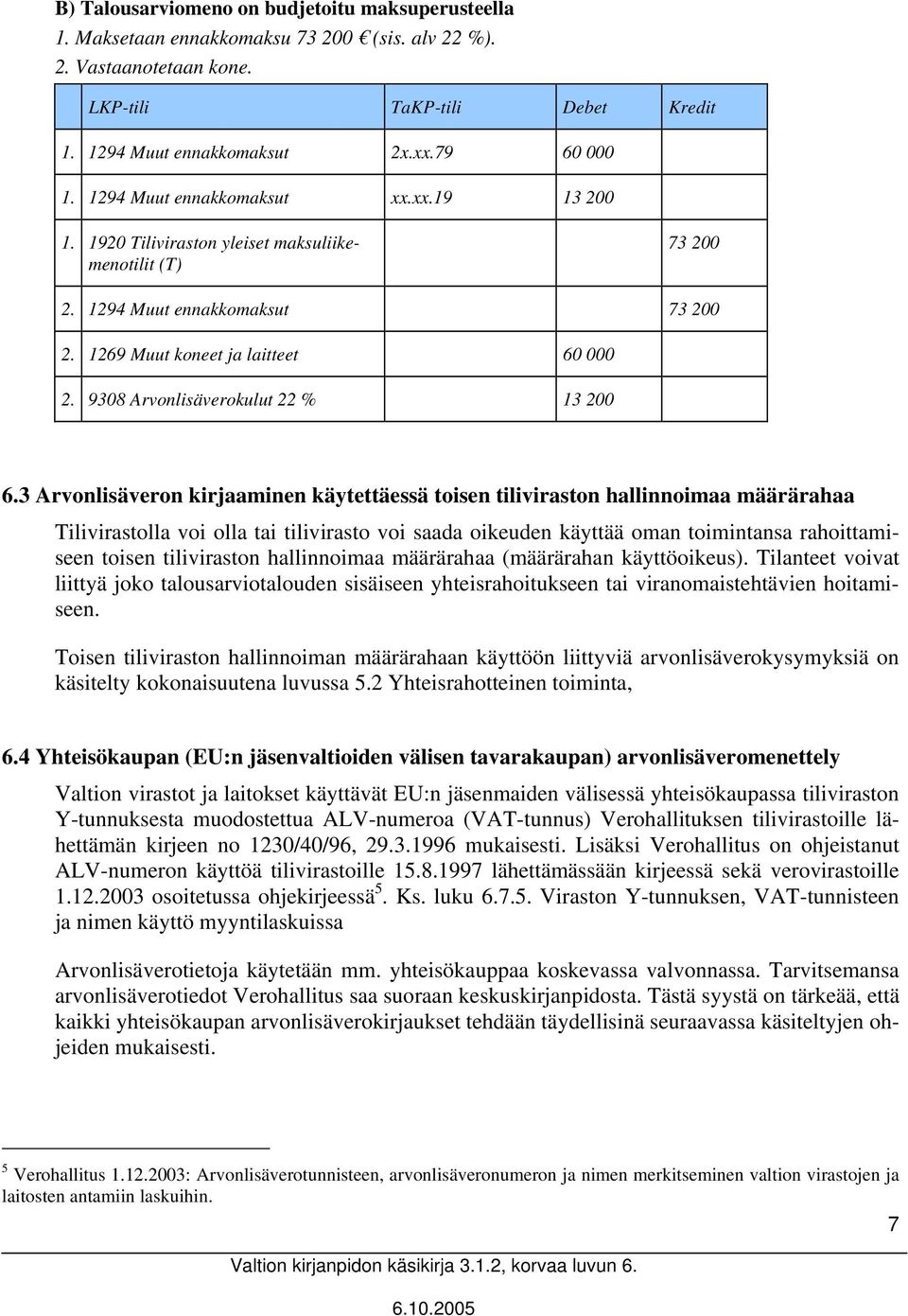 3 Arvonlisäveron kirjaaminen käytettäessä toisen tiliviraston hallinnoimaa määrärahaa Tilivirastolla voi olla tai tilivirasto voi saada oikeuden käyttää oman toimintansa rahoittamiseen toisen