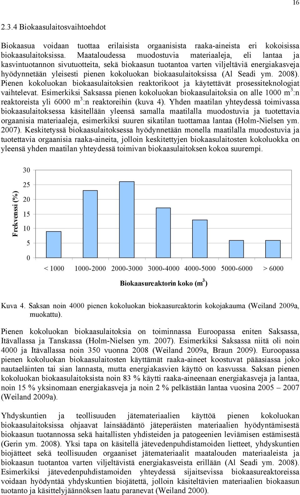 biokaasulaitoksissa (Al Seadi ym. 2008). Pienen kokoluokan biokaasulaitoksien reaktorikoot ja käytettävät prosessiteknologiat vaihtelevat.