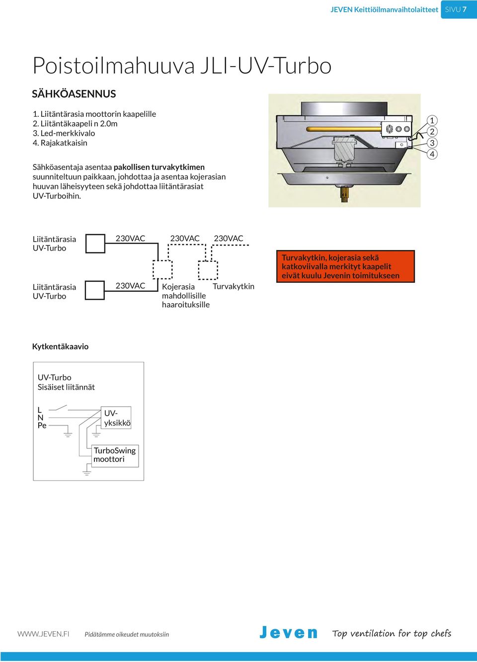 johdottaa liitäntärasiat UV-Turboihin.