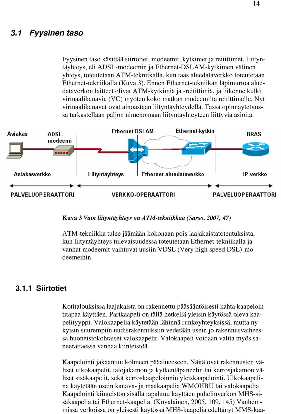 Ennen Ethernet-tekniikan läpimurtoa aluedataverkon laitteet olivat ATM-kytkimiä ja -reitittimiä, ja liikenne kulki virtuaalikanavia (VC) myöten koko matkan modeemilta reitittimelle.