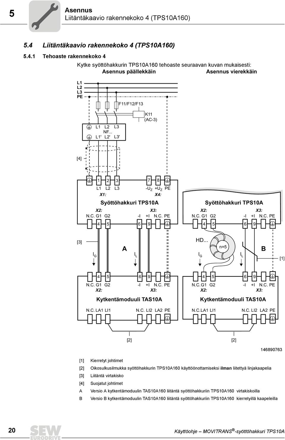 .. L1' L2' L3' K11 (AC-3) [4] 1 2 3 7 8 L1 L2 L3 -U Z +U Z PE X1: X4: Syöttöhakkuri TPS10A X2: X3: N.C. G1 G2 -I +I N.C. PE Syöttöhakkuri TPS10A X2: X3: N.C. G1 G2 -I +I N.C. PE 4 5 6 9 4 5 6 9 [3] A HD.