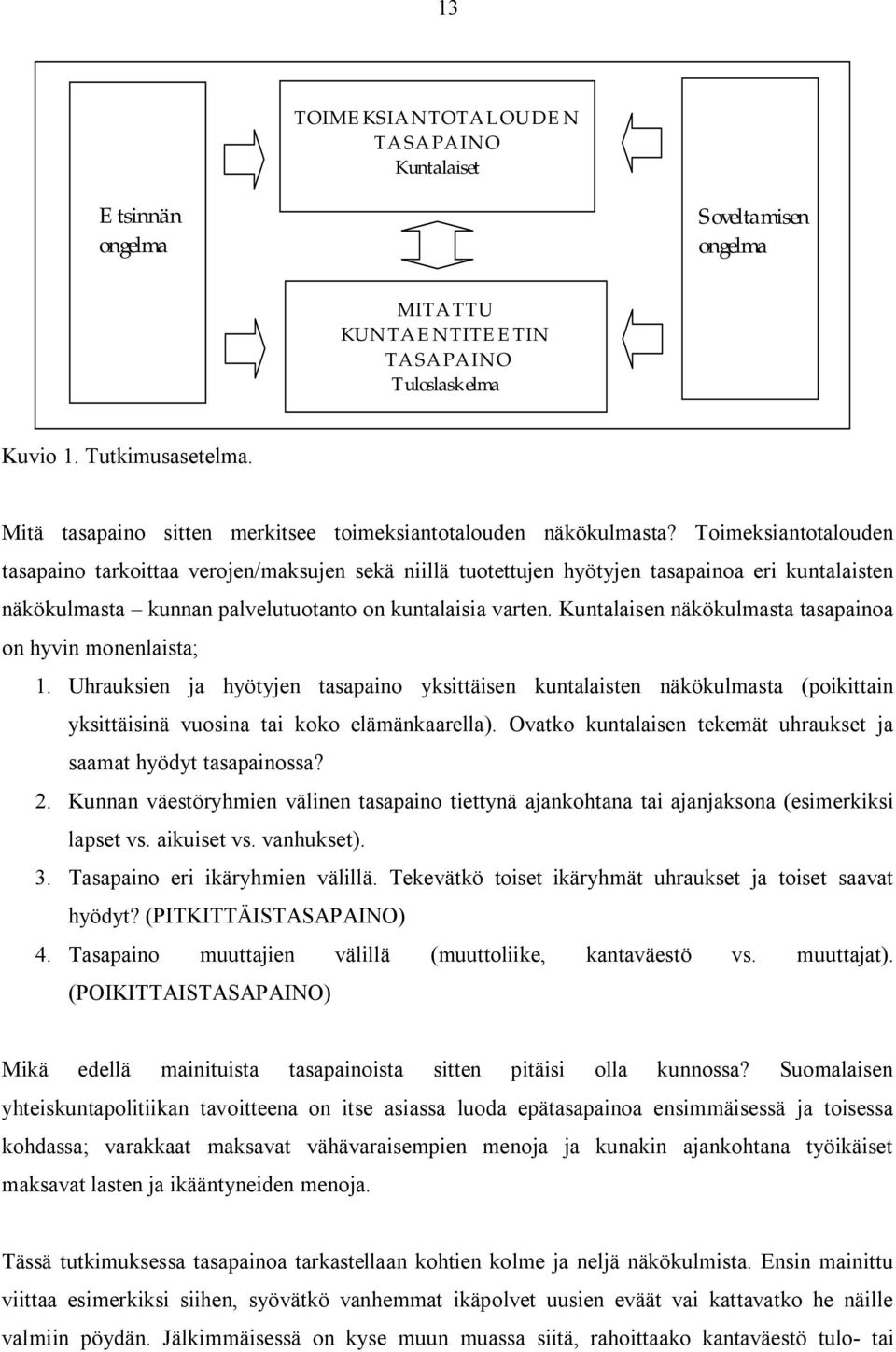 Toimeksiantotalouden tasapaino tarkoittaa verojen/maksujen sekä niillä tuotettujen hyötyjen tasapainoa eri kuntalaisten näkökulmasta kunnan palvelutuotanto on kuntalaisia varten.