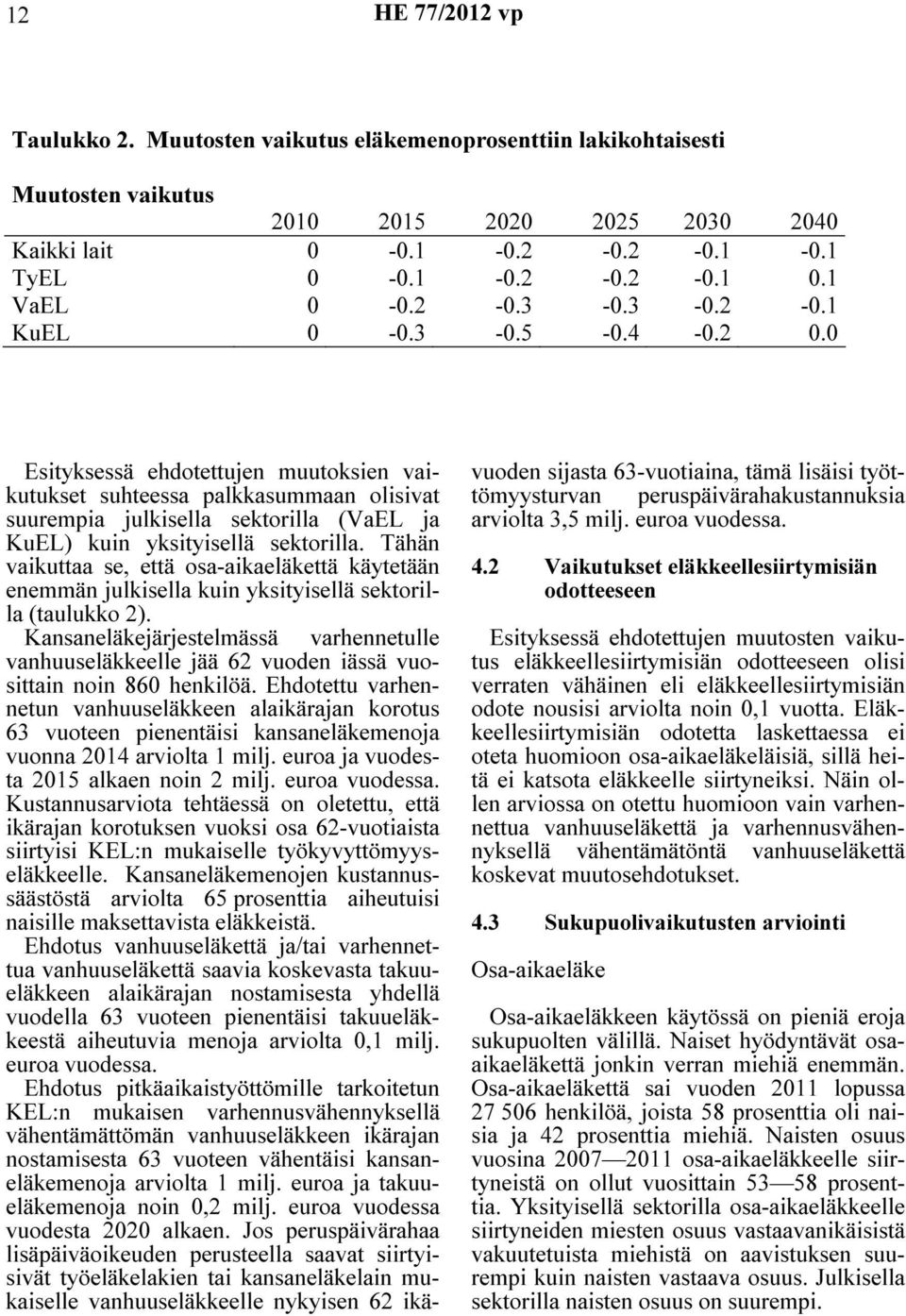 Tähän vaikuttaa se, että osa-aikaeläkettä käytetään enemmän julkisella kuin yksityisellä sektorilla (taulukko 2).