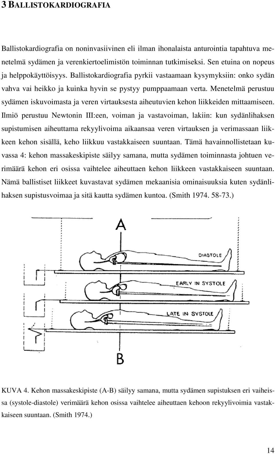 Menetelmä perustuu sydämen iskuvoimasta ja veren virtauksesta aiheutuvien kehon liikkeiden mittaamiseen.