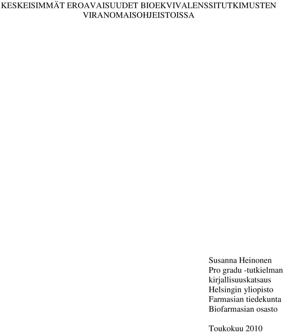 Susanna Heinonen Pro gradu -tutkielman