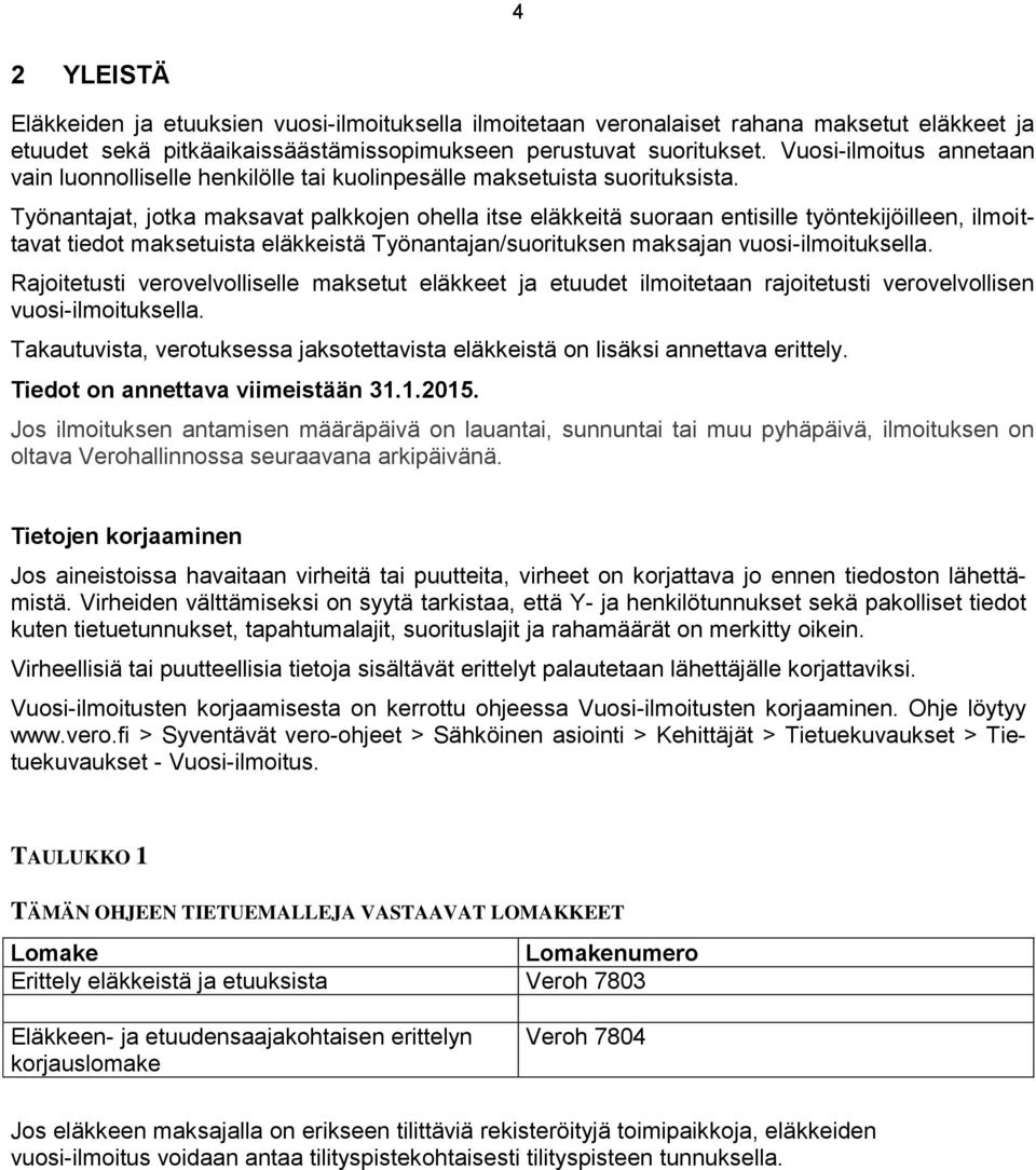 Työnantajat, jotka maksavat palkkojen ohella itse eläkkeitä suoraan entisille työntekijöilleen, ilmoittavat tiedot maksetuista eläkkeistä Työnantajan/suorituksen maksajan vuosi-ilmoituksella.
