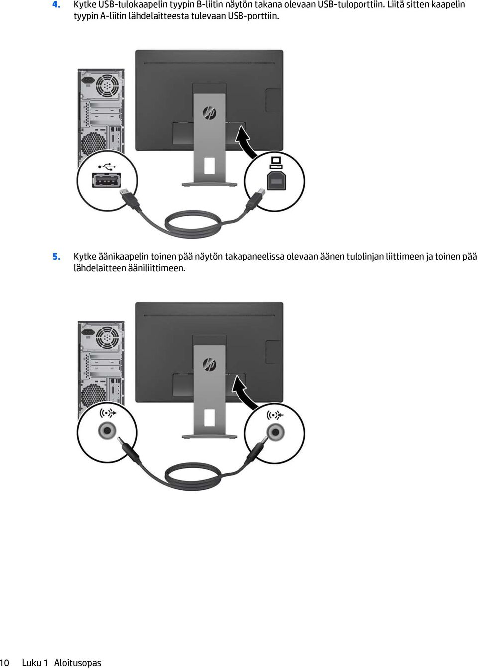 Liitä sitten kaapelin tyypin A-liitin lähdelaitteesta tulevaan USB-porttiin. 5.