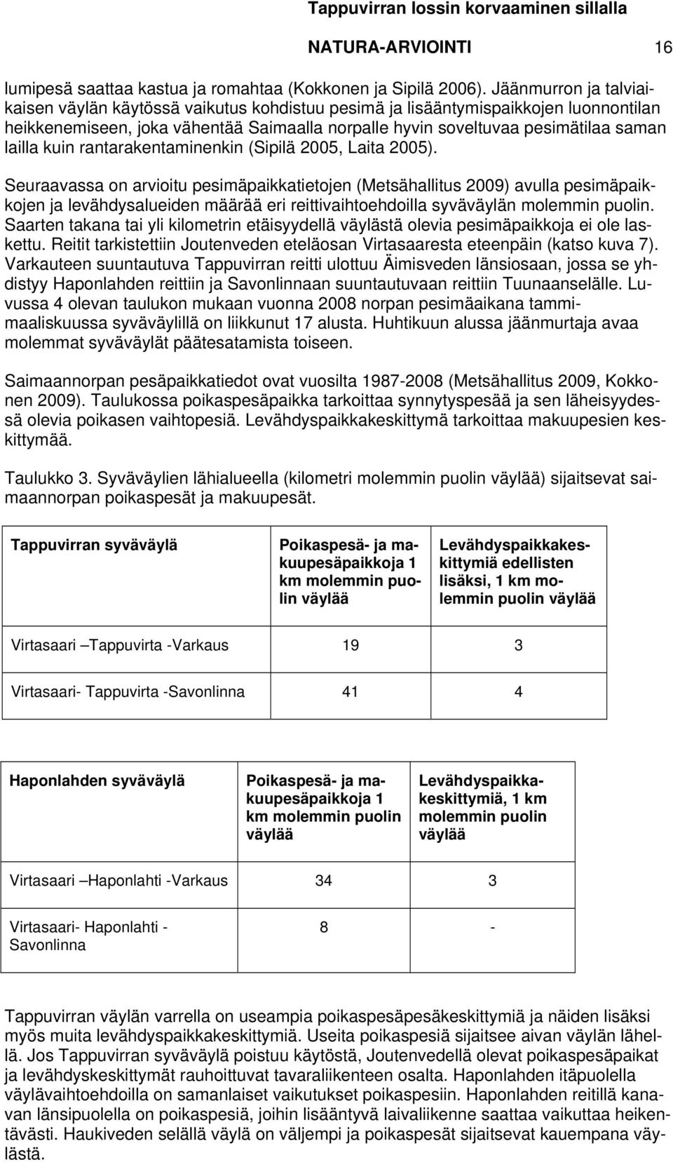 kuin rantarakentaminenkin (Sipilä 2005, Laita 2005).