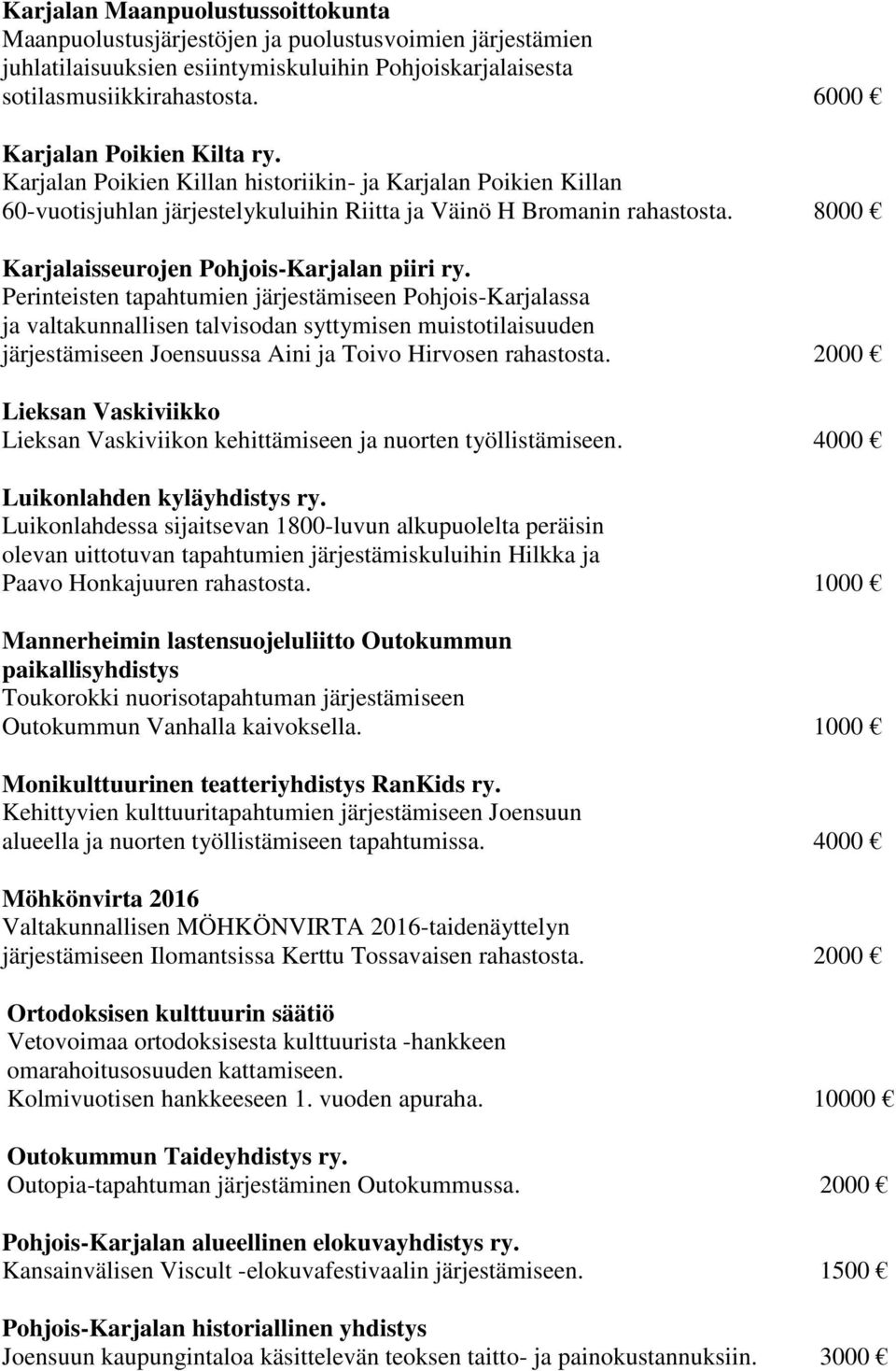 8000 Karjalaisseurojen Pohjois-Karjalan piiri ry.