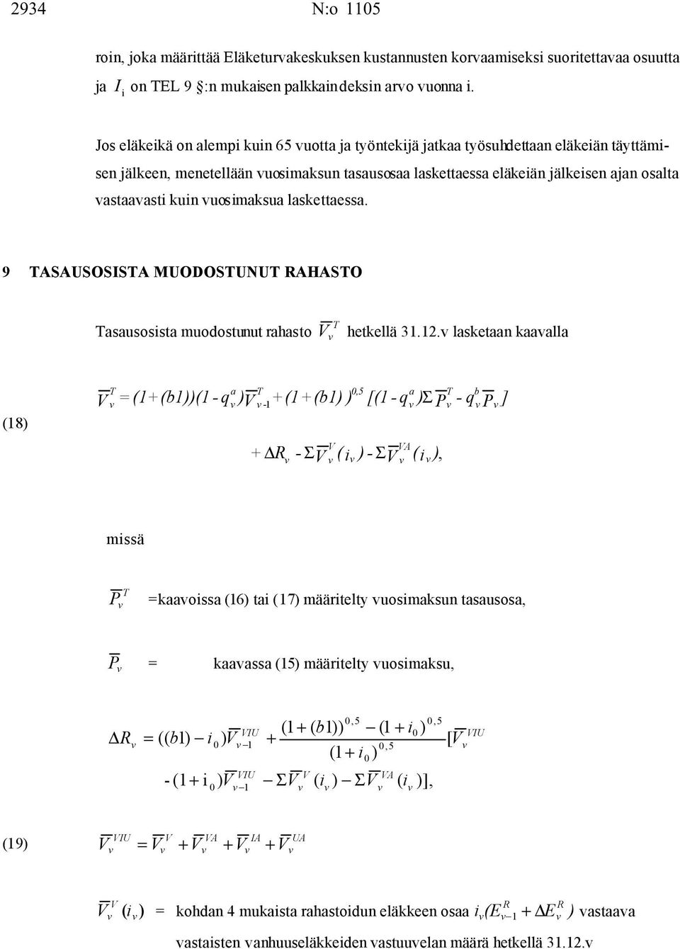 uosimaksua laskettaessa. 9 TASAUSOSISTA MUODOSTUNUT RAHASTO Tasausosista muodostunut rahasto T V hetkellä 31.12.