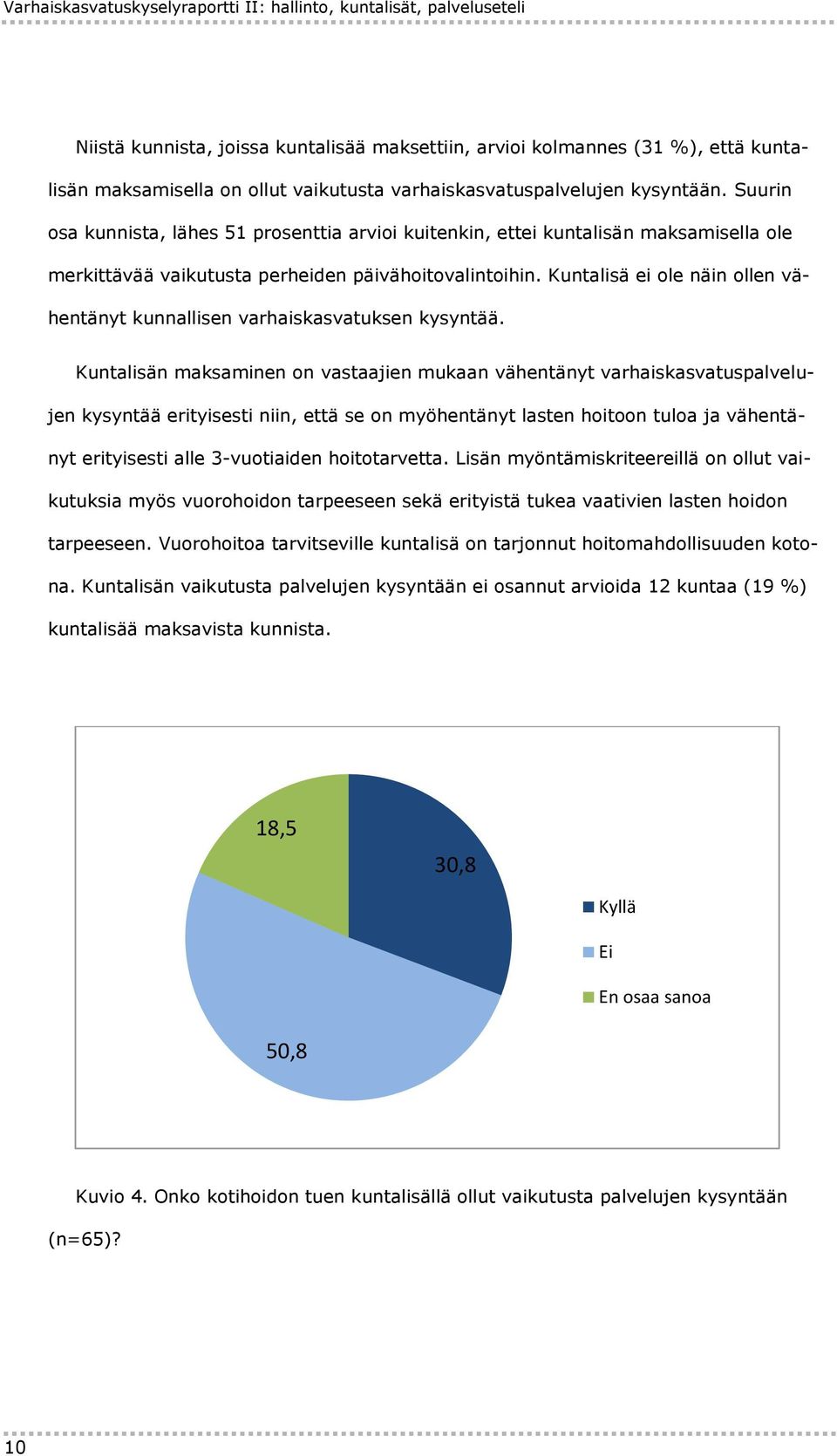 Kuntalisä ei ole näin ollen vähentänyt kunnallisen varhaiskasvatuksen kysyntää.