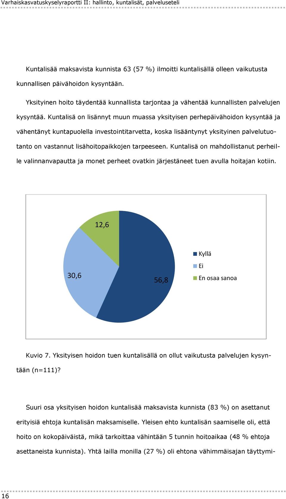 Kuntalisä on lisännyt muun muassa yksityisen perhepäivähoidon kysyntää ja vähentänyt kuntapuolella investointitarvetta, koska lisääntynyt yksityinen palvelutuotanto on vastannut lisähoitopaikkojen