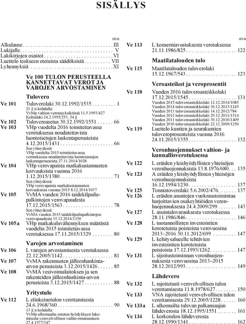 ........ 1 21 :n kohdalla: VvMp valtion verotusyksiköistä 11.5.1993/427 Kolttalaki 24.2.1995/253, 54 Ve 102 Tuloveroasetus 30.12.1992/1551.