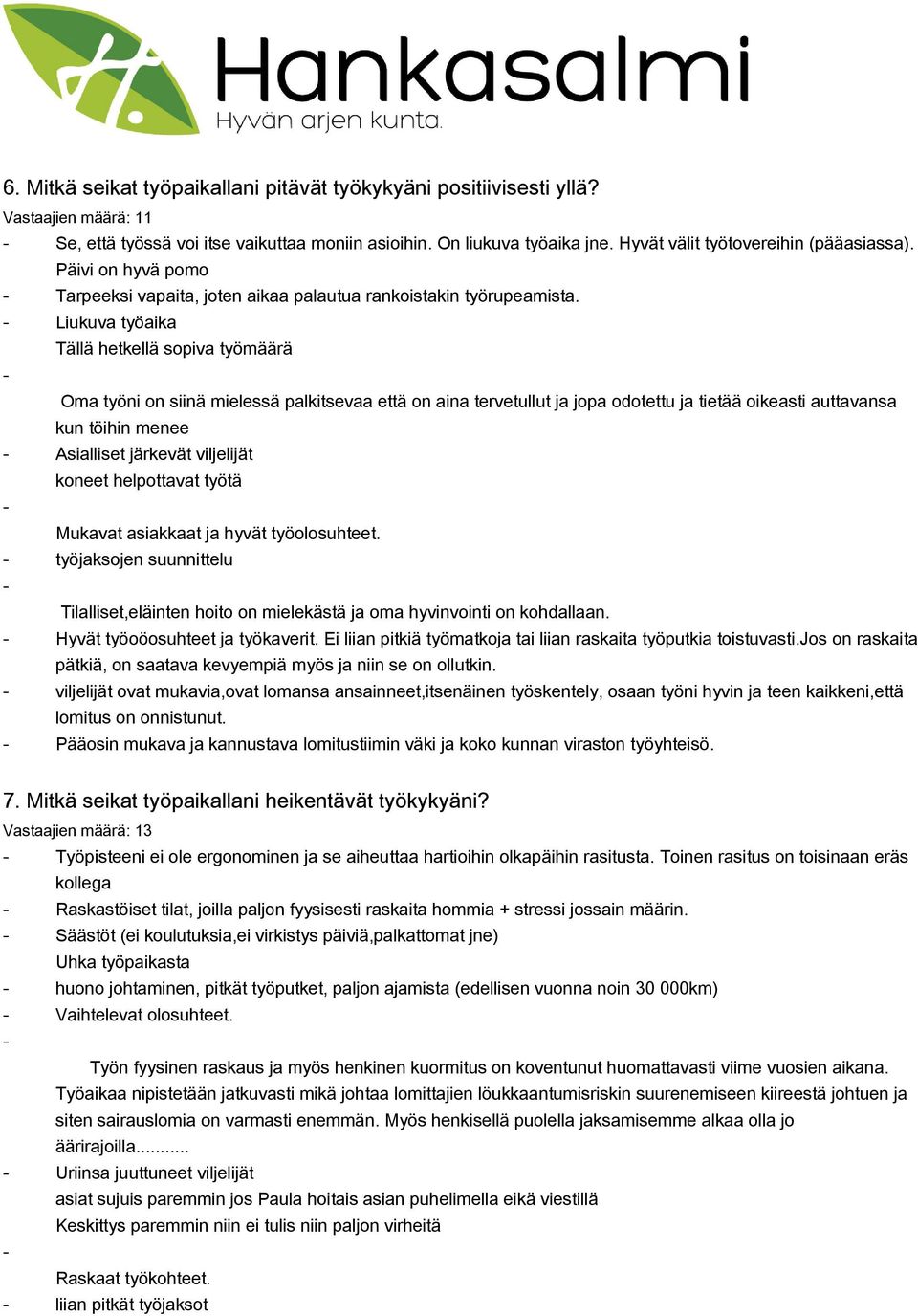 - Liukuva työaika Tällä hetkellä sopiva työmäärä - Oma työni on siinä mielessä palkitsevaa että on aina tervetullut ja jopa odotettu ja tietää oikeasti auttavansa kun töihin menee - Asialliset