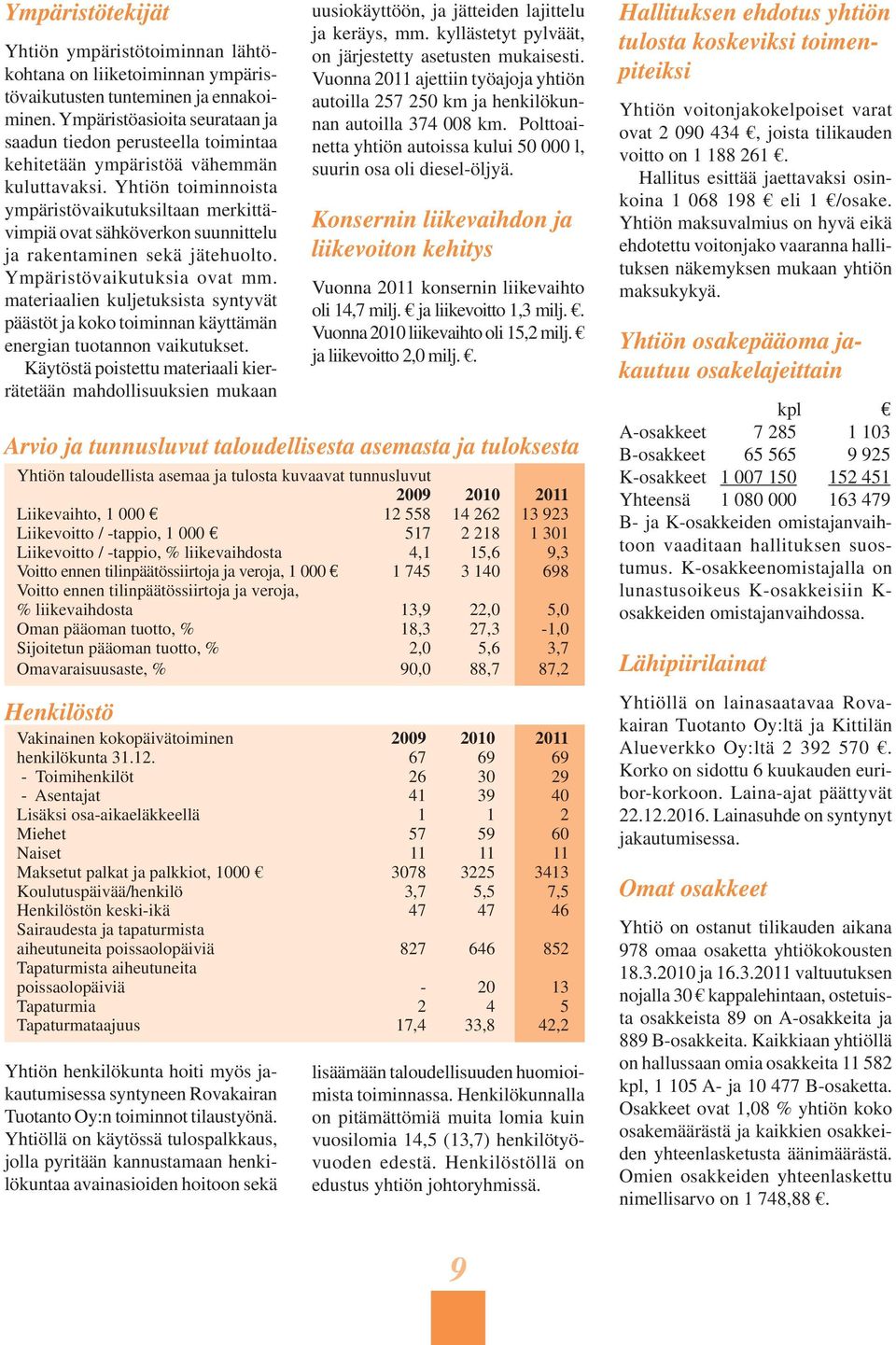 Yhtiön toiminnoista ympäristövaikutuksiltaan merkittävimpiä ovat sähköverkon suunnittelu ja rakentaminen sekä jätehuolto. Ympäristövaikutuksia ovat mm.