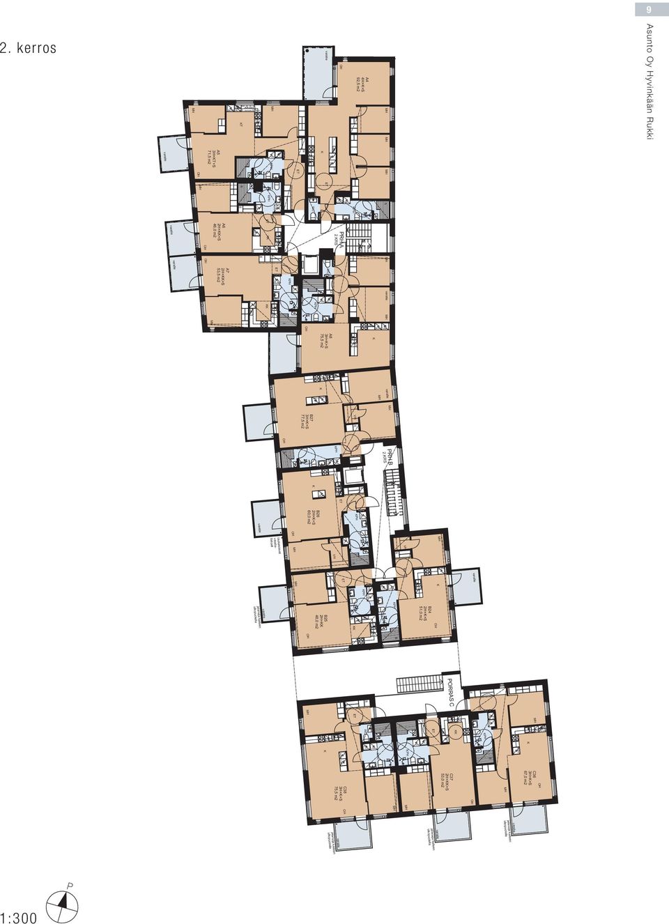 R J/ B26 2H++ 60,0 m2 laukaistavat tikkaat J/ jalansija kaiteen ulkopuolella B25 2H+ 48,0 m2 J/ B24 2H++ 51,0 m2 P PORRA C A A