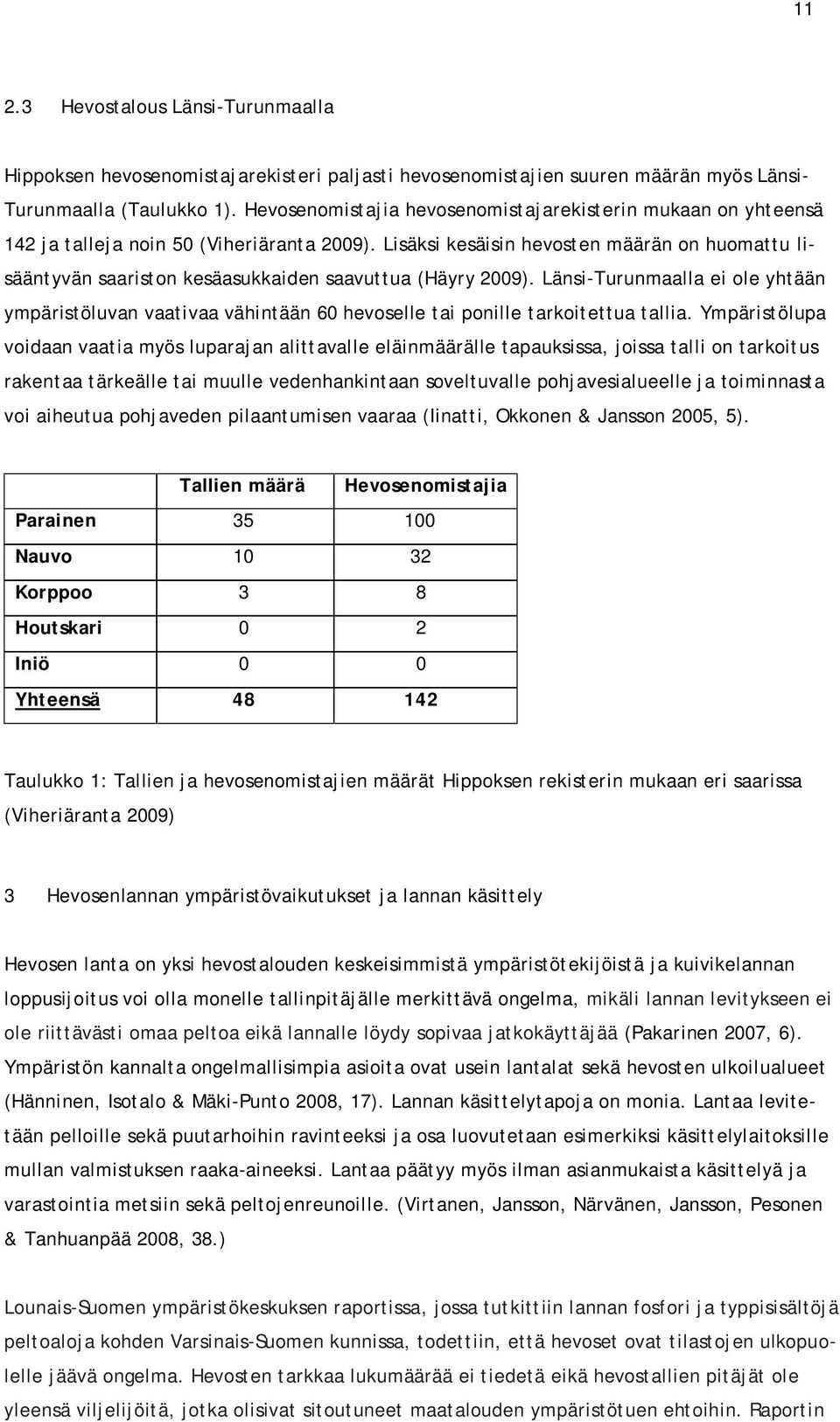 Lisäksi kesäisin hevosten määrän on huomattu lisääntyvän saariston kesäasukkaiden saavuttua (Häyry 2009).