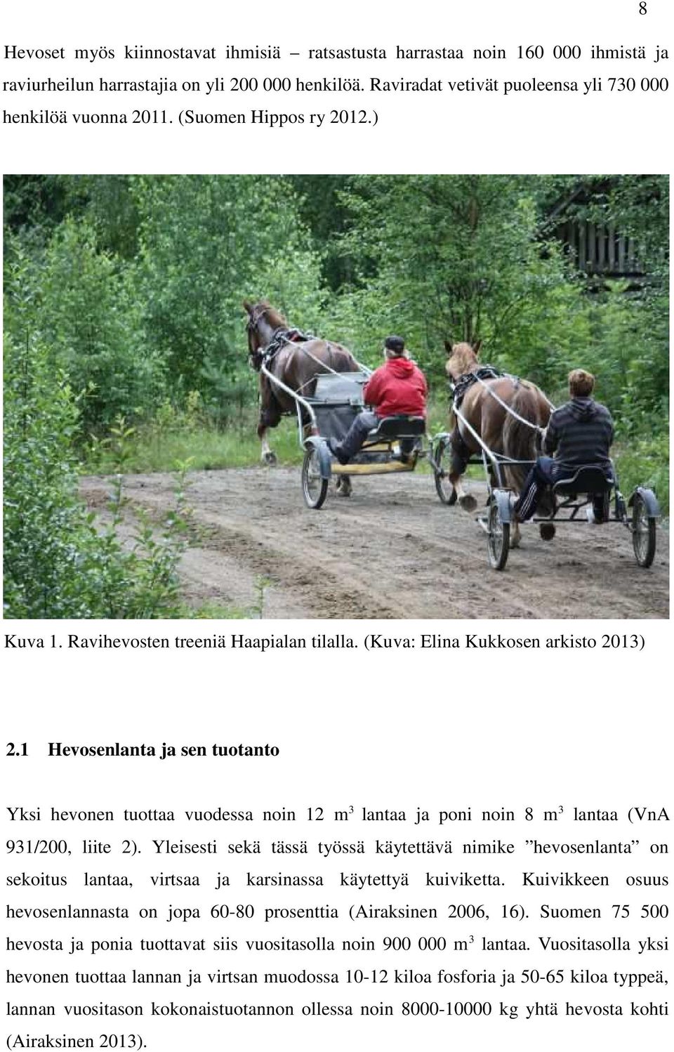 1 Hevosenlanta ja sen tuotanto Yksi hevonen tuottaa vuodessa noin 12 m 3 lantaa ja poni noin 8 m 3 lantaa (VnA 931/200, liite 2).