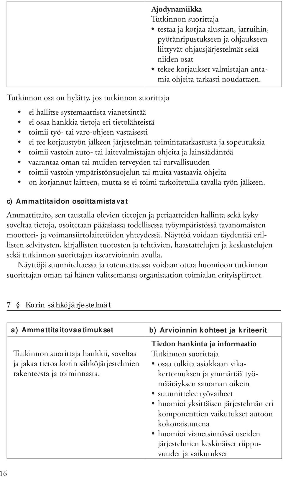 jälkeen järjestelmän toimintatarkastusta ja sopeutuksia toimii vastoin auto- tai laitevalmistajan ohjeita ja lainsäädäntöä vaarantaa oman tai muiden terveyden tai turvallisuuden toimii vastoin