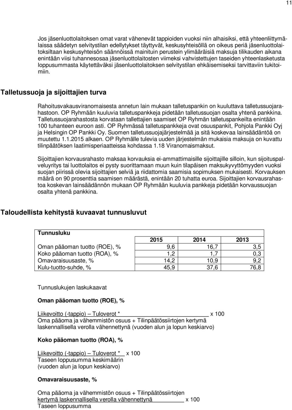 yhteenlasketusta loppusummasta käytettäväksi jäsenluottolaitoksen selvitystilan ehkäisemiseksi tarvittaviin tukitoimiin.