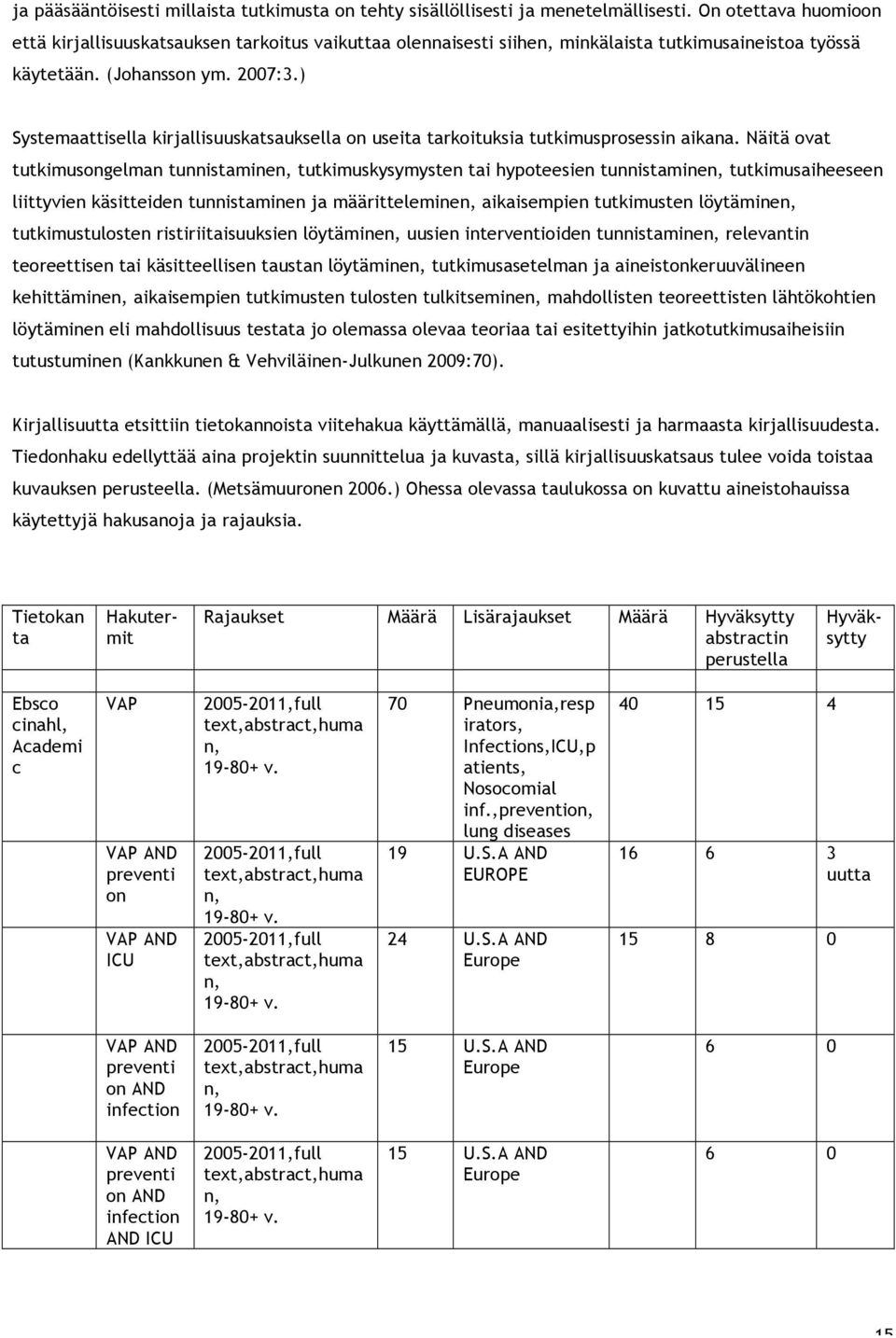 ) Systemaattisella kirjallisuuskatsauksella on useita tarkoituksia tutkimusprosessin aikana.