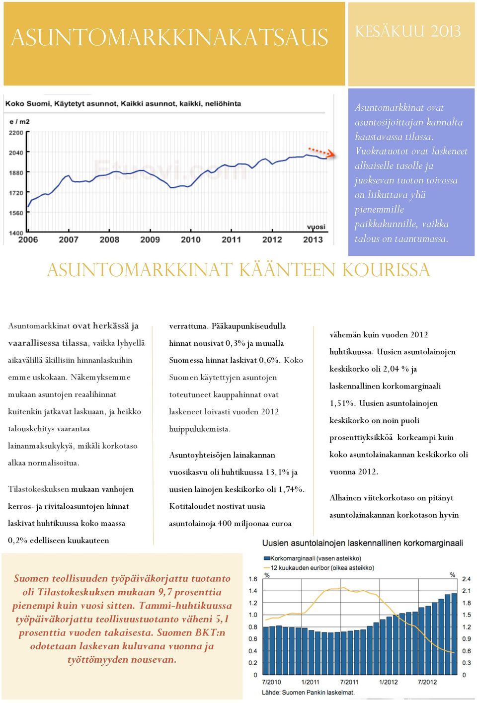 Asuntomarkkinat käänteen kourissa Asuntomarkkinat ovat herkässä ja verrattuna.